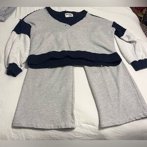 Gray and Navy Two-Piece Textured Lounge Set